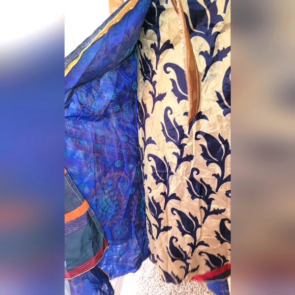 Exotic Boho Silk Blue Multicolor Reversible Wrap Skirt - Picture 7 of 12